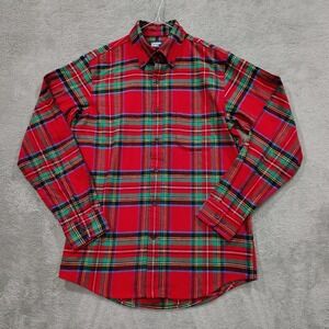 Lands End Flannel Shirt Small Red Tartan Plaid Traditional Fit Gorpcore Outdoors